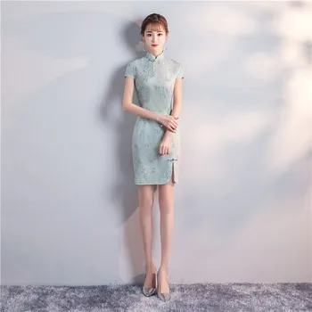 

2020 women chinese dress cheongsams traditional costumes robe chinese bodycon knee dragon&phoenix sexy woman tang suit