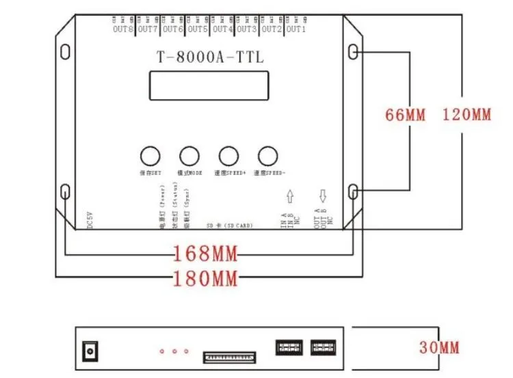 T-8000A AC110-220V 3 W Поддержка 2G sd-карта светодиодный пиксельный контроллер, 8000 пикселей
