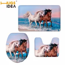 HUGSIDEA 3 шт./компл. зимние Утепленные моющаяся грелка туалетный комплект коврик для ванной лошадь сиденье для унитаза крышка и ковер Ванная комната подушка для унитаза