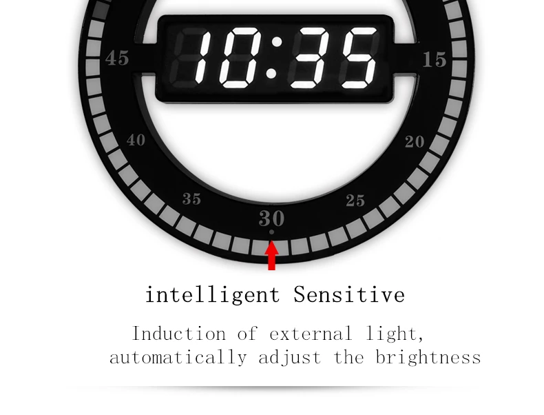 Nuevo reloj de pared digital con led hueco 3d con ajuste automático el brillo de los segundos de funcionamiento electrónico reloj de uso doméstico Nuevo reloj de pared digital con led hueco 3d con ajuste automático el brillo de los segundos de funcionamiento electrónico reloj de uso doméstico