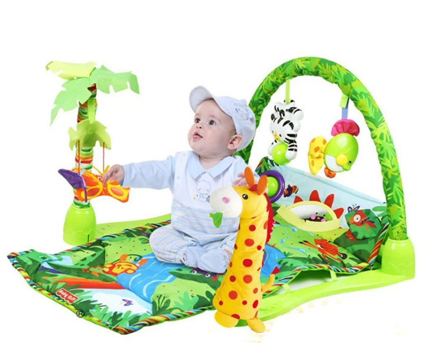 

[Best] 100% Safe Delicate Music Sound Farm Animal giraffe Baby Playing Mat Carpet activity forest Play mat Gym Toy game mat