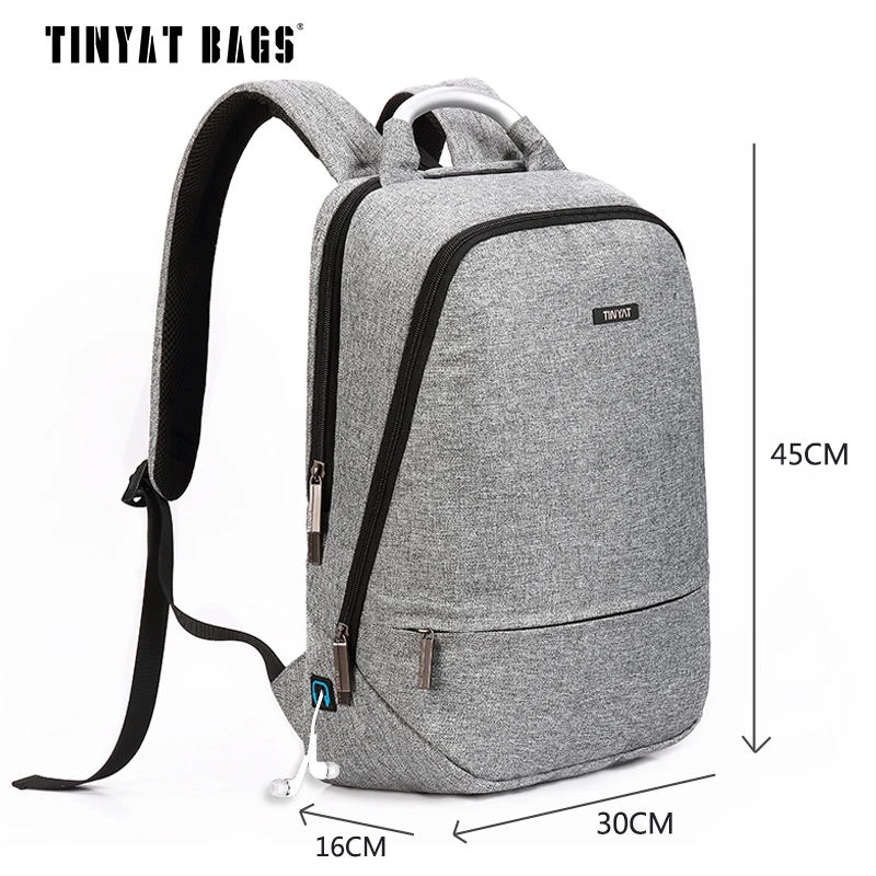  TINYAT Men's Canvas Backpack for 15.6 inch Laptop Backpack Travel softback women mochila Notebook S - 32823532420