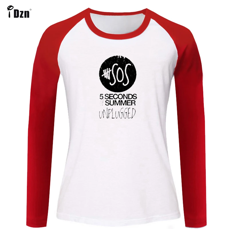 

Casual Cotton Women's T-Shirts 5SOS Punk Band 5 Seconds of Summer Unplugged Printed Girl's Long Sleeve Tshirt Lady's Tees Tops