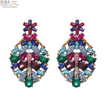 JUJIA Горячая Распродажа, новые модные женские массивные большие серьги-гвоздики с кристаллами для женщин, модные серьги