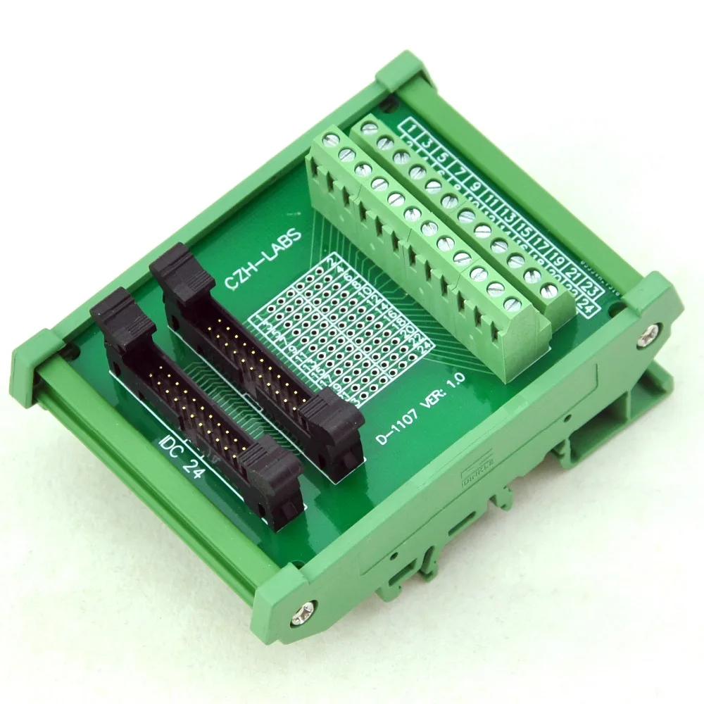 

DIN Rail Mount IDC-24 2x12pins 2.0mm Dual Male Header Interface Module.