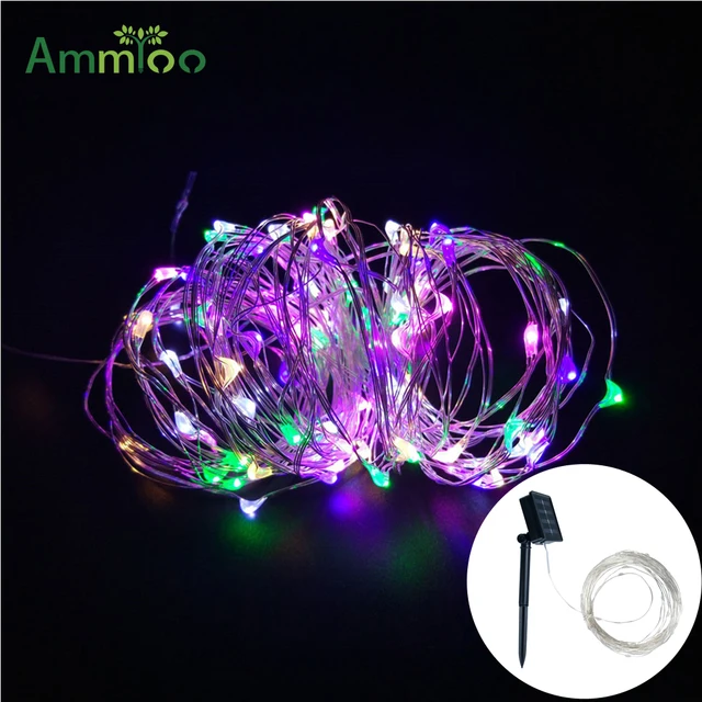10M Solar Rechargeable LED Holiday Lights Fairy Outdoor Solar Copper