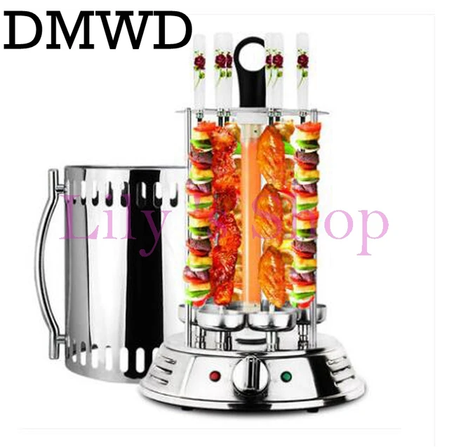 Best Offers DMWD Electric oven smokeless barbecue BBQ kebab rotary machine grill automatic rotation rotisserie Roast domestic lamb skewers