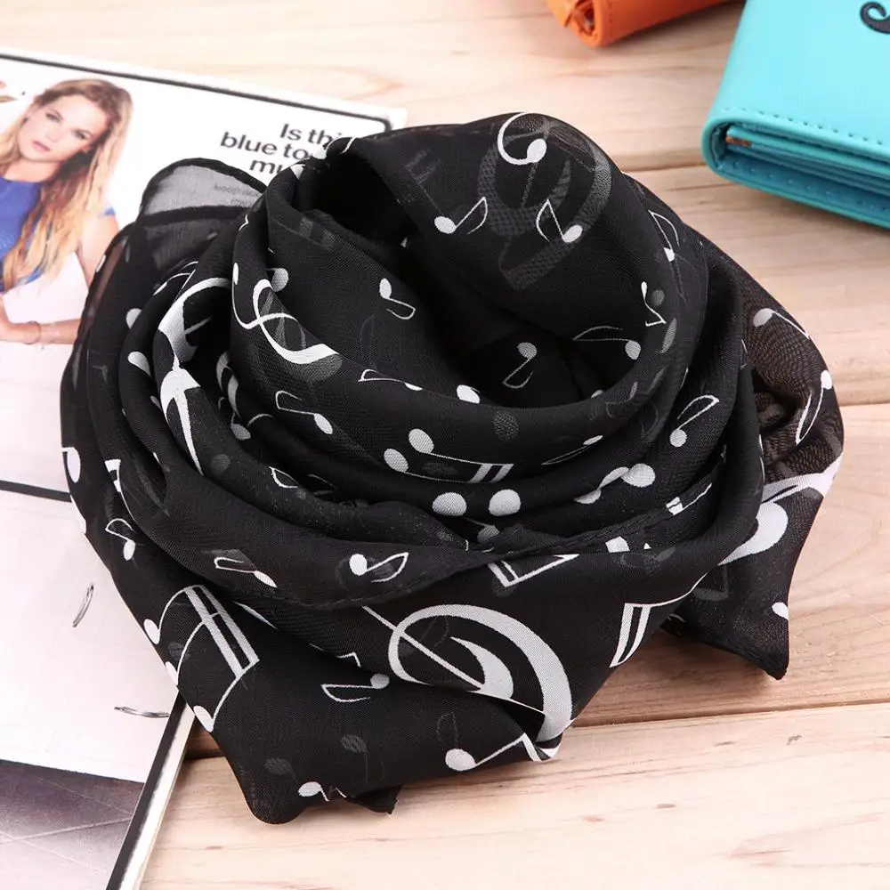 

New Fashion Musical Note Chiffon Scarves Women's Scarf Shawl Long Stoles Spring Muffler Chiffon Infinity Scarf New Hot Selling