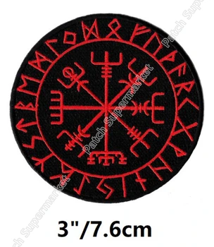 

Norse Viking Runes Patches embroidered VIKING COMPASS MYTHOLOGY NORWAY LOGO Iron On Patch Goth gothic life style stickers