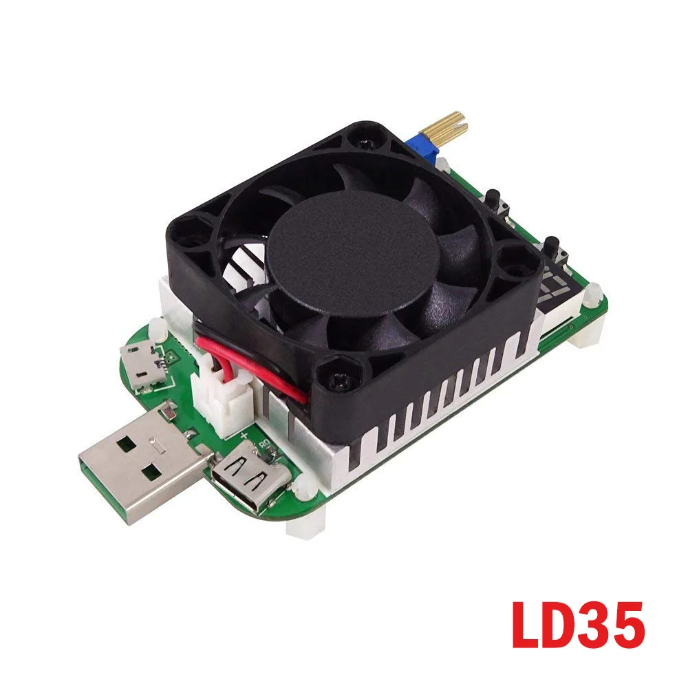 Aokin Ld25 Ld35 электронный нагрузочный резистор Usb интерфейс разрядка батареи тест светодиодный дисплей вентилятор регулируемое напряжение тока 25 Вт 35 Вт - Цвет: LD35