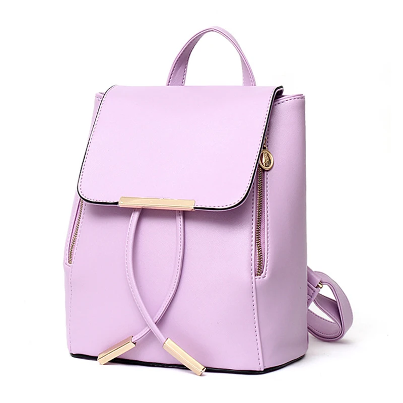 women fashion PU backpacks tassel hasp preppy style school shoulder bags girls candy solid color cute backpack Purple