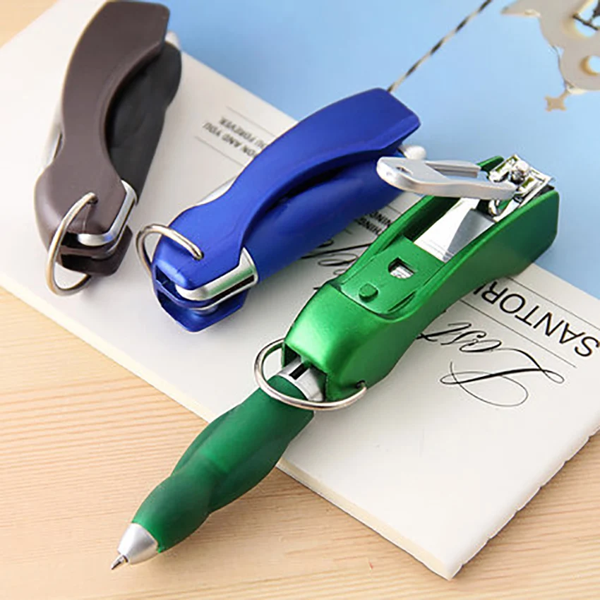 1PC Protable Key Chain Ballpoint Pen 0.7mm Blue Refill Folding Metal Nail Clippers Ballpoint Pens Mini Office School Supplies|Ballpoint Pens| - AliExpress