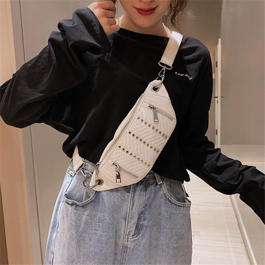 Nueva riñonera de moda TOYOOSKY 2019, riñoneras de lujo para mujer, correa de cuero, bolso de pecho, bolso de hombro con tachuelas alta calidad - AliExpress Maletas y bolsas
