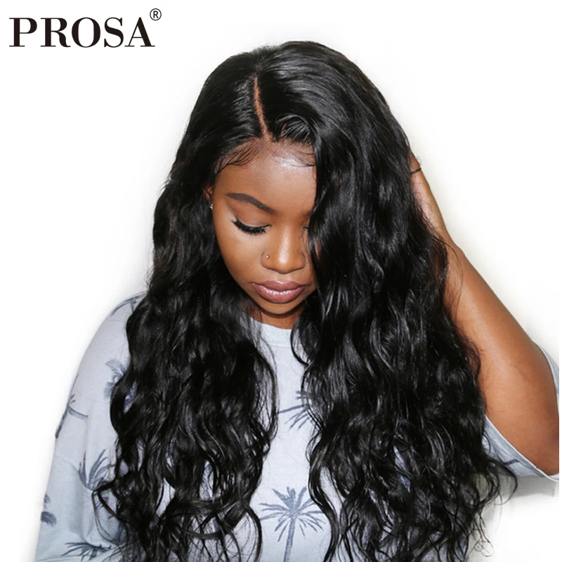130 Плотность Синтетические волосы на кружеве натуральные волосы парики для женский, черный 13X4 бесклеевого Синтетические волосы на кружеве