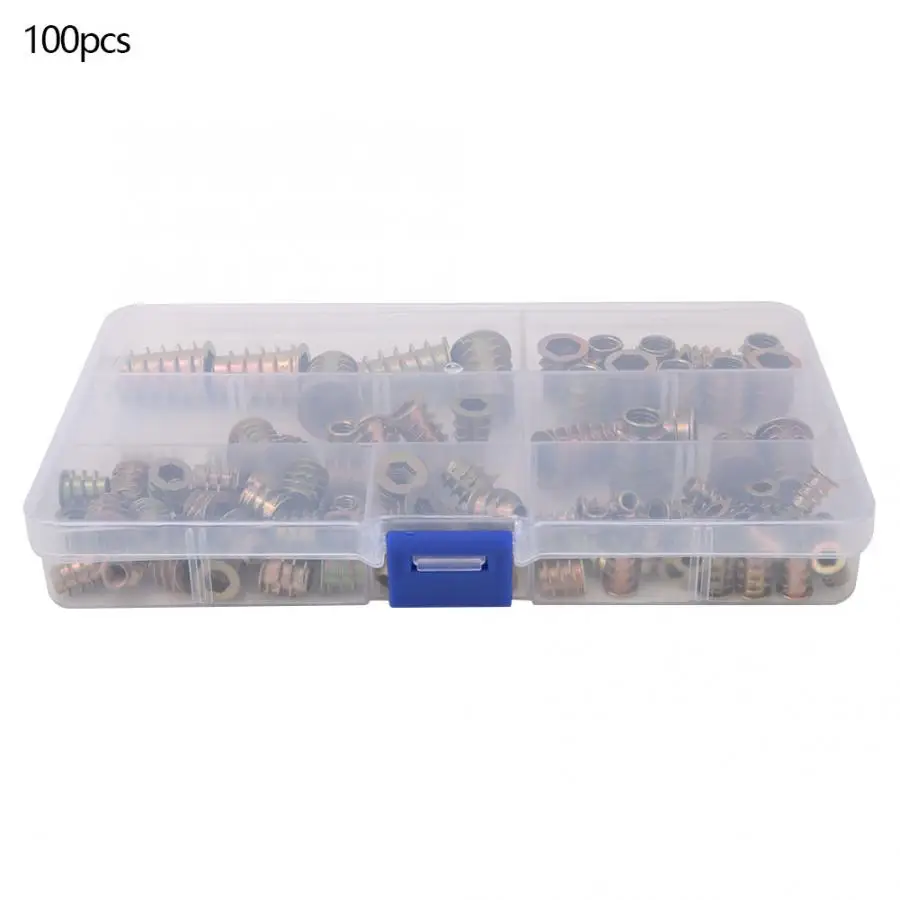 

100Pcs Iron Zinc Plating Insert Nut Hex Drive Head Furniture Nuts Accessories Durable And Long Service Life