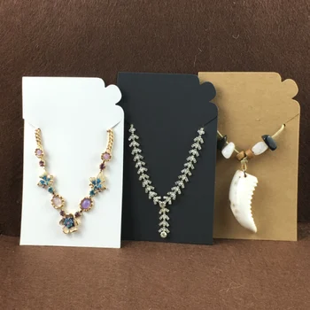

50Pcs 15x9cm Blank Kraft Paper Jewelry Display Necklace Cards White Black Brown Color packing cards