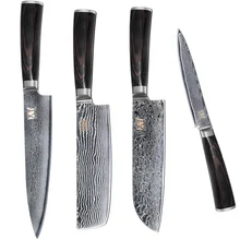 

Damascus Knife Set 5 Inch Utility 7 Inch Santoku Chopping 8 Inch Chef Knife VG10 67 Layers Of Damascus Steel New Kitchen Knives