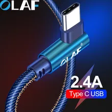 Кабель OLAF 1m 2m type C для быстрой зарядки на 90 градусов, кабель usb c type-c для передачи данных, кабель usb-c для samsung S8 S9 S10 type C, кабель usb