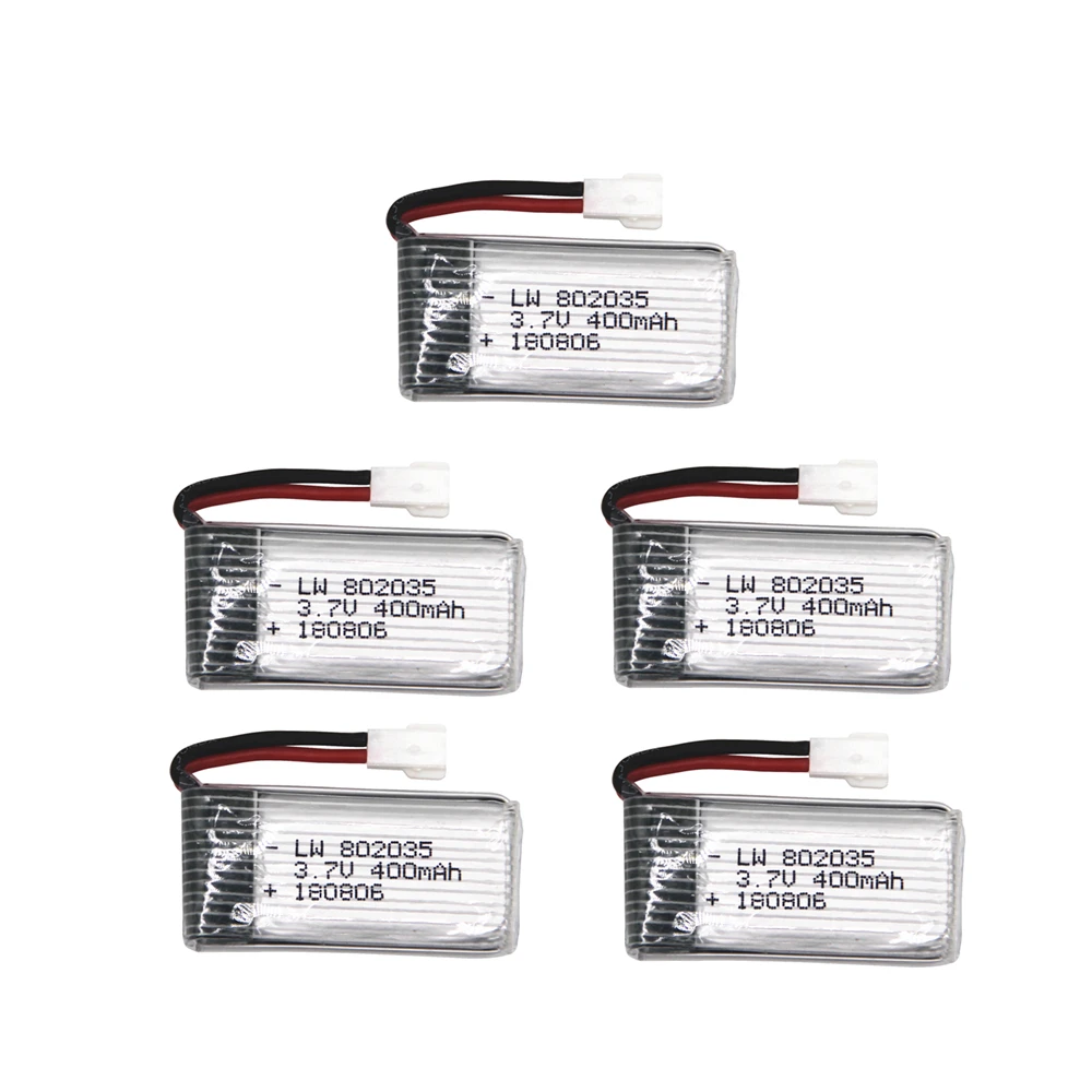

5PCS Upgraded 3.7V 400mah Lipo Battery For H107 H31 KY101 E33C E33 U816A V252 H6C 25C RC Quadcopter 802035 30C Lipo Battery 3.7