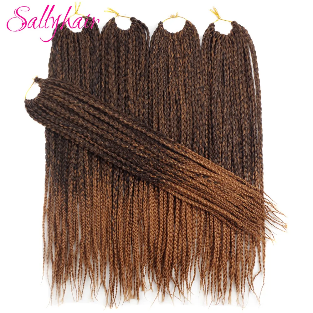Sallyhair Brands 3X Afro Box Braids 22inch 22 Pcspack Synthetic Crochet Ombre Tow Tone Braiding Hair Extensions Black Brown Bug (39)