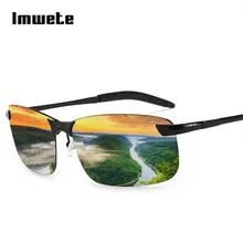 Imwete, мужские поляризованные солнцезащитные очки, для вождения, металлическая оправа, солнцезащитные очки, мужские, для вождения автомобиля, антибликовые очки, UV400, очки для ночного видения