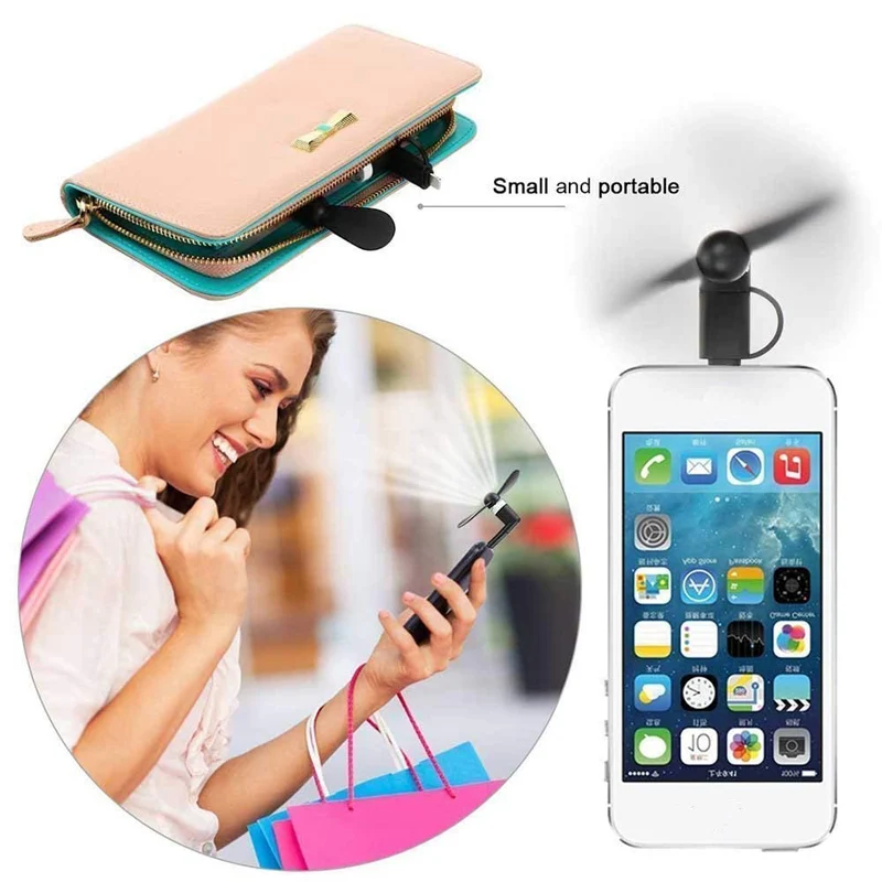 USB вентилятор Binful 2 в 1 выход для iphone 5 6 6s 7 Plus 8 X XS XR|USB-гаджеты| |