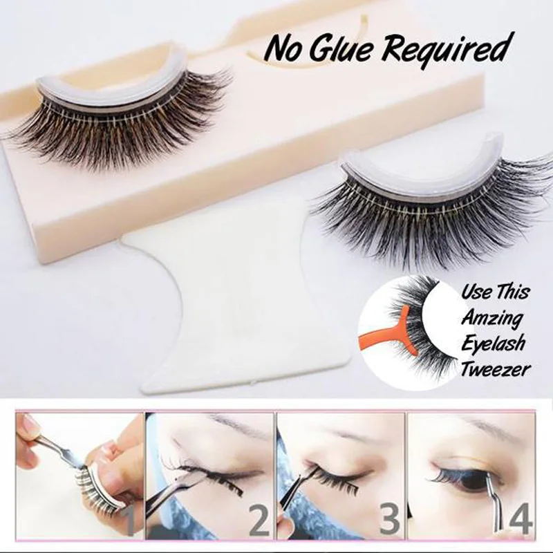 3D False Eyelashes Extension Reusable Self Adhesive Natural Curly