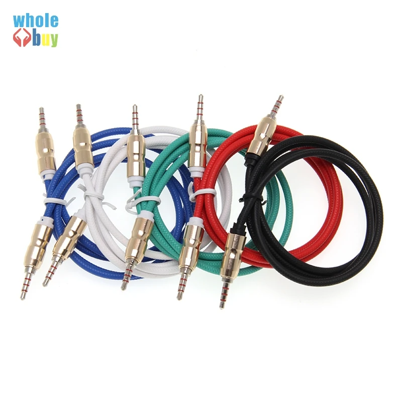 100pcs lot Audio Cable 3 5 Mm Jack Male To Male Bullet Head Aux Cable for IPhone Car Headphone Speaker 4 Wire Line Aux Cord