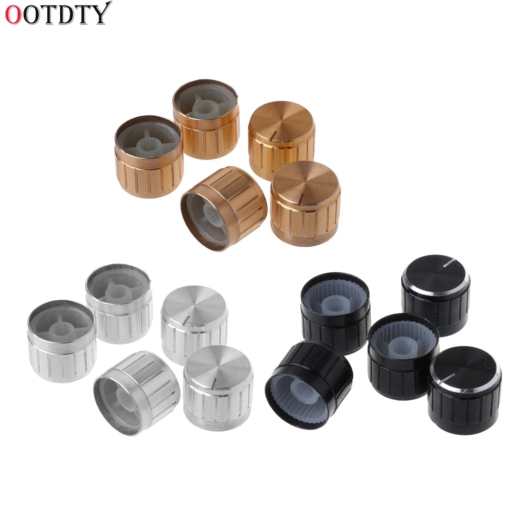 

OOTDTY 5Pcs 21X17mm Aluminum Rotary Control Potentiometer Knob Electronic Component