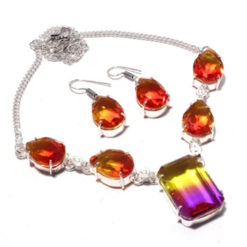 

Bi-Color Necklace Earing Silver Overlay over Copper , 44cm, FRN0026
