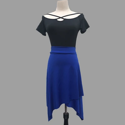 Модный костюм для взрослых латинских танцев, бальных танцев, одежда для тренировок, выступлений, сексуальная юбка для латинских танцев для женщин/женщин - Цвет: blue long skirt