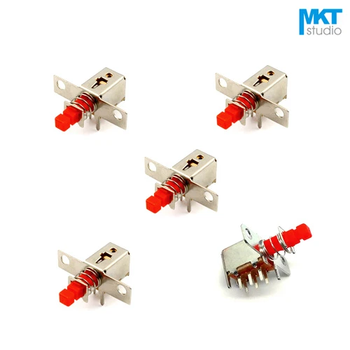 

10Pcs Sample A03 6 Pins Red/Blue Head Latch Micro Mini Push Button Electronic Switch With Screw Holes Flange