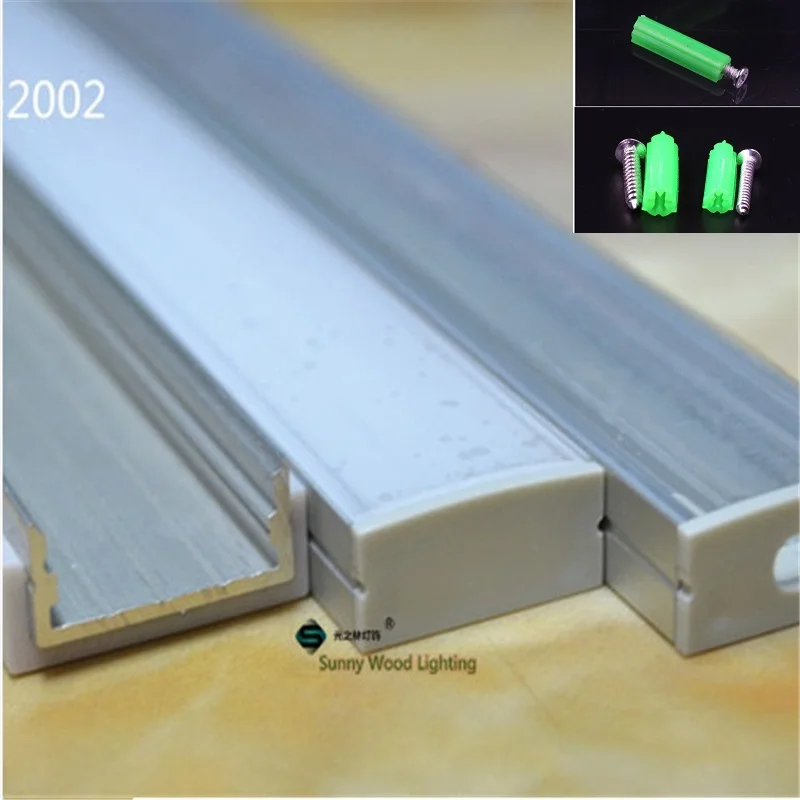10 шт. 1 м плоский алюминиевый профиль для двухрядной светодиодной ленты, молочный/Прозрачный чехол для 20 мм pcb с фитингами