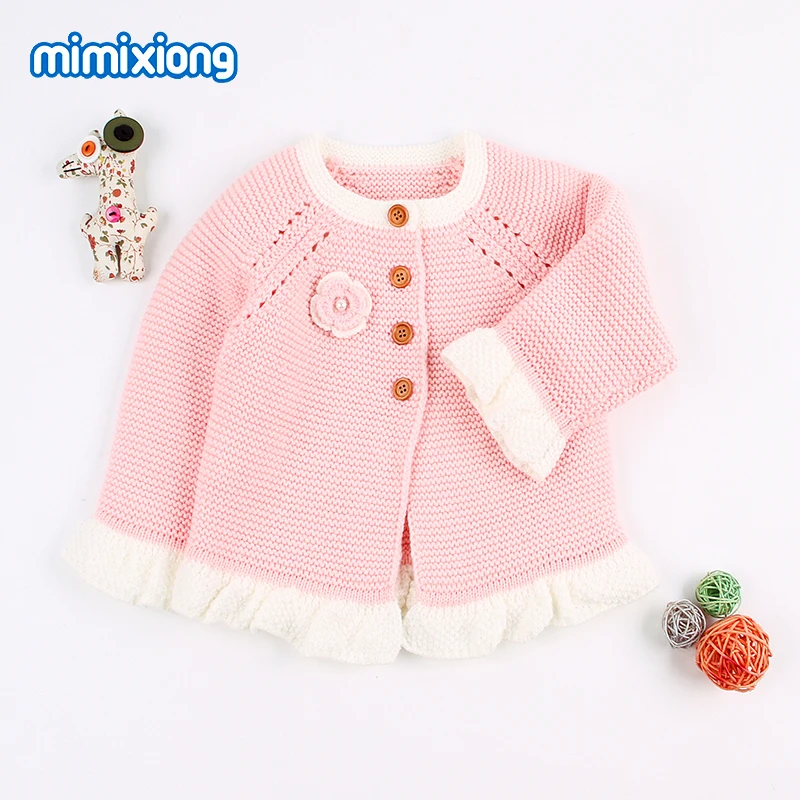 

Baby Sweaters for Girls Cardigans Pink Flower Newborn Knitted Jackets Autumn Long Sleeve Toddler Coats Winter Children Clothing