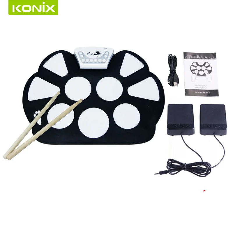 

USB roll up electronic kit drum with sticks and pedals