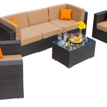 Всепогодная садовая мебель 4 шт. открытый плетеный патио куб набор