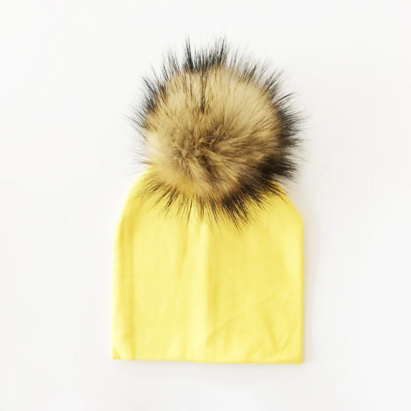 Шапка детская искусственные енот фур шапки для девочек лже- енот волосы шапка для мальчика зимой шапки детские - Цвет: yellow