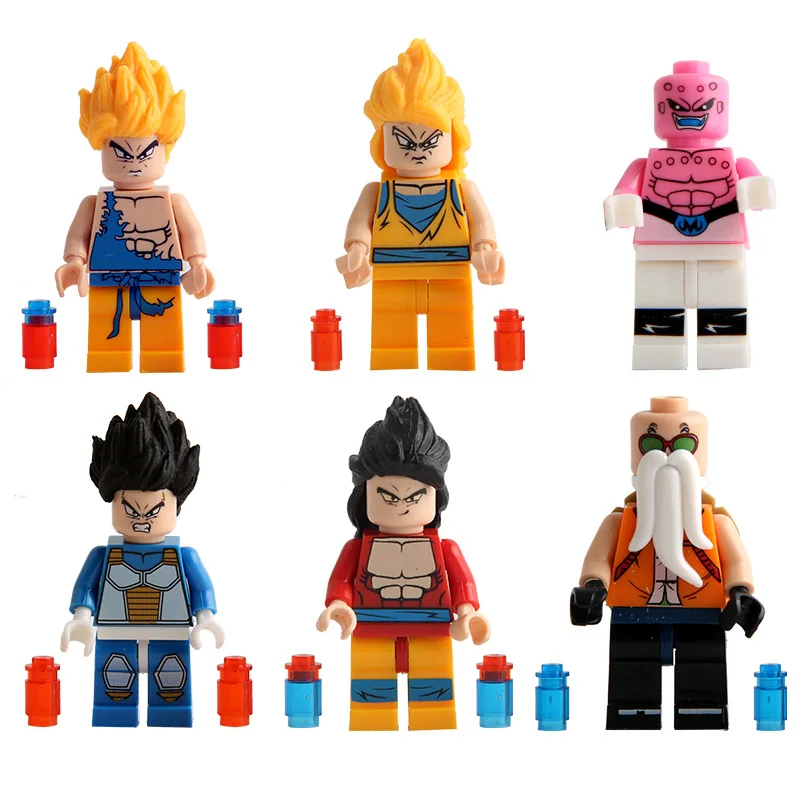 

6pcs/lot Dragon Ball Action Figure Blocks Toys Set Toy Z Son Goku Vegeta Master Roshi Block Anime Collection Models Toys for boy