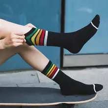 1 пара забавных носков унисекс 3D Calcetines Meias Chaussette Homme красочные полосатые носки до середины икры Sokken компрессионные