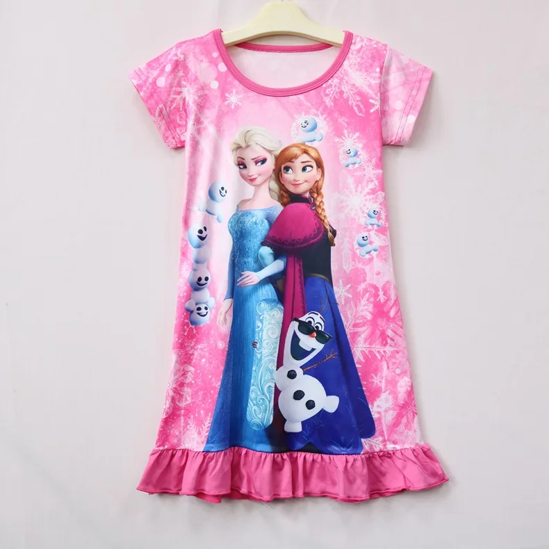Disney princess robes summer girl nightdress baby nightgowns Frozen Elsa children's dress home clothing sleepwear pajamas top - Цвет: 2