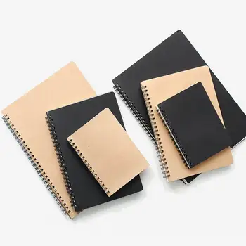 

100 PCS A6/A5/B5 Retro Kraft Spiral Binding Blank Graffiti Sketchbook Notebook Graduation Gift Black Kraft