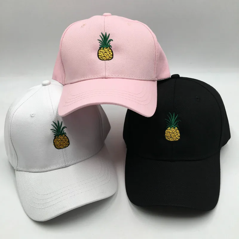 

Cotton Embroidery Pineapple Baseball Cap For Women Adjustable Summer Men Cap Fruit Snapback Hat High Quality Vintage Dad Hat Cap