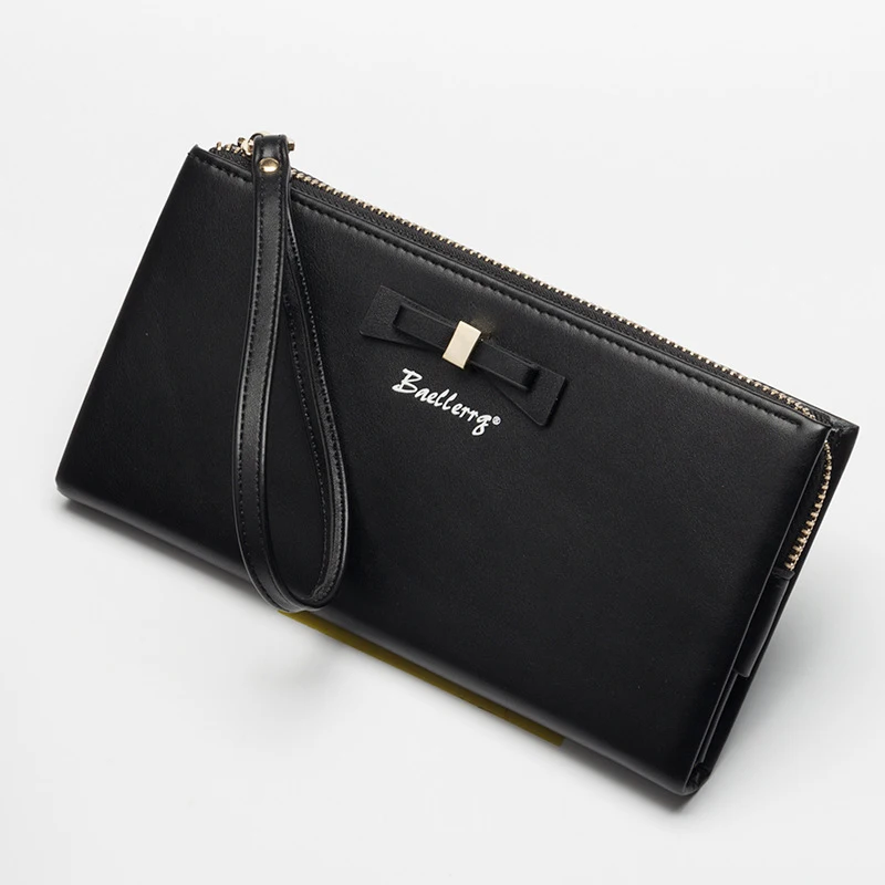 Элегантный женский кошелек, высокое качество, на молнии, с карманом для монет, большая емкость, Женский кошелек, кошелек для кредитных карт, женский кошелек - Цвет: Black