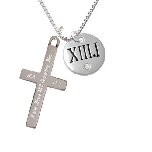 Half Marathon with Clear Crystal Roman Numeral - Everlasting Love - Cross Necklace (1)
