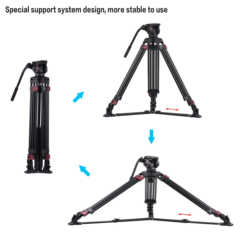 Miliboo MTT609A Профессиональная фотография 3 секции штатив из алюминиевого сплава для