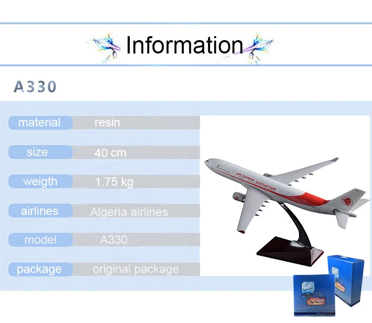 40 см смолы A330 Аэробус модель Алжир Airlines Airways Air Алжир международной авиации модель самолета Творческий Путешествия сувенир