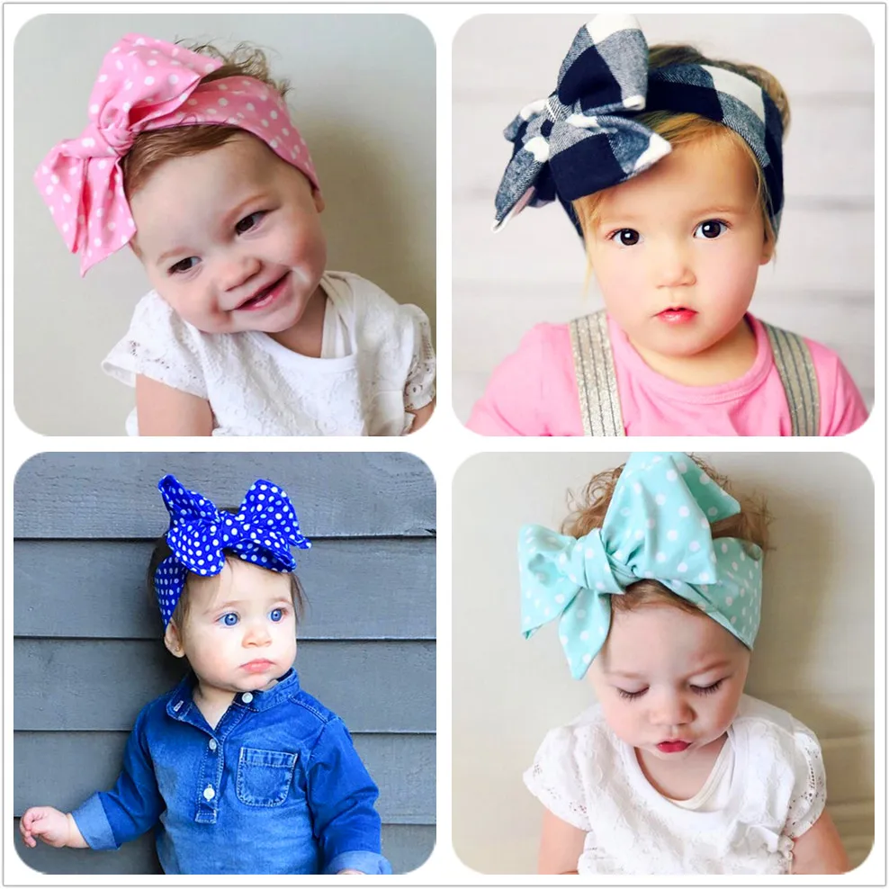 New Fashion 18colors Big bowknot Headband Baby girls Bow ...