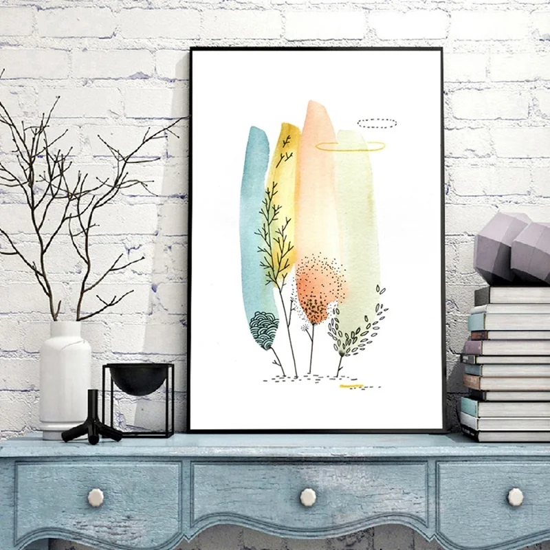 

Nordic Posters and Prints Small Fresh Creative Abstract Tree Canvas Art Wall Pictures Simple Modern Home Decoration Painting
