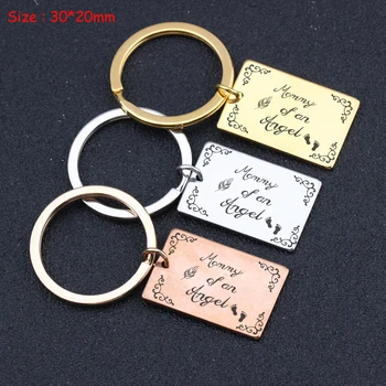 

Engraved Mommy Of An Angel Keychain For Mother's Gift From Children Gift Hand Stamped Charm Key Ring Holder Exclusive Tag