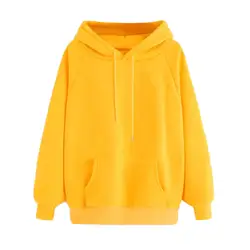 Hxroolrp 2018 Harajuku демисезонный желтый толстовки для женщин свитер с длинными рукавами пуловер капюшоном водолазка модная одежда 10